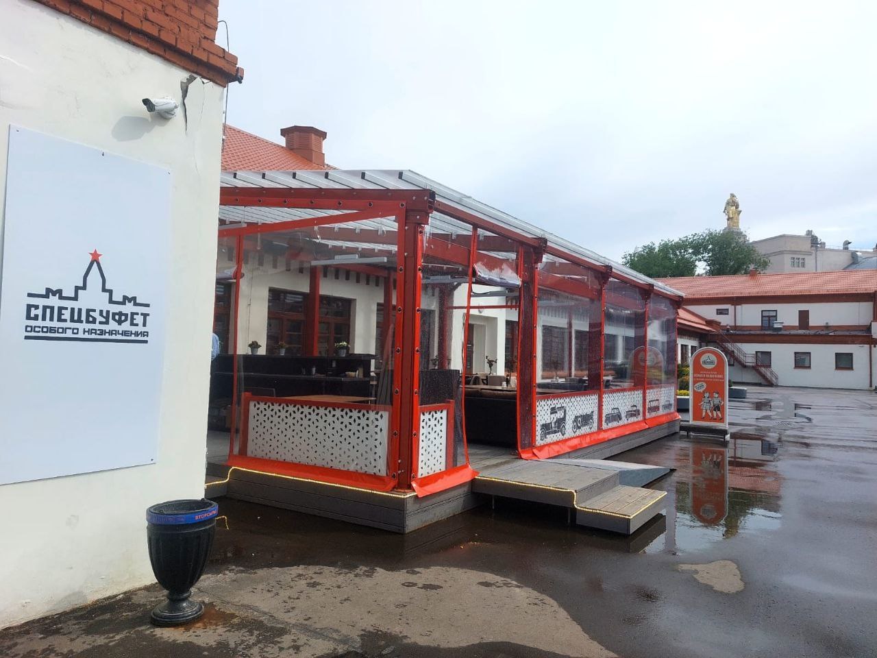 ПВХ шторы для летней террасы кафе в посёлке Ухолово